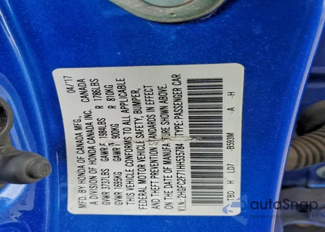 2017 Honda Civic Ex from USA, damaged, VIN 2HGFC2F71HH535784